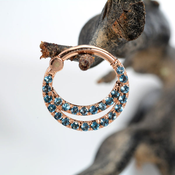 Daith Piercing Jewelry Topaz Blue London 14k